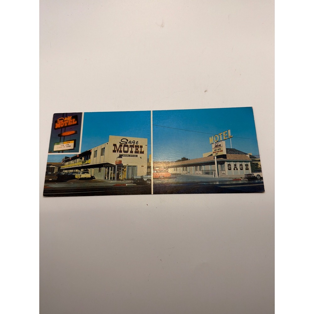 Vintage Sage Motel Reno Nevada Postcard Multi-View Chrome Mike Roberts P-906